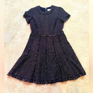 Eliza J Chic Navy Tweed Short Sleeve Mini Dress. Size 6P